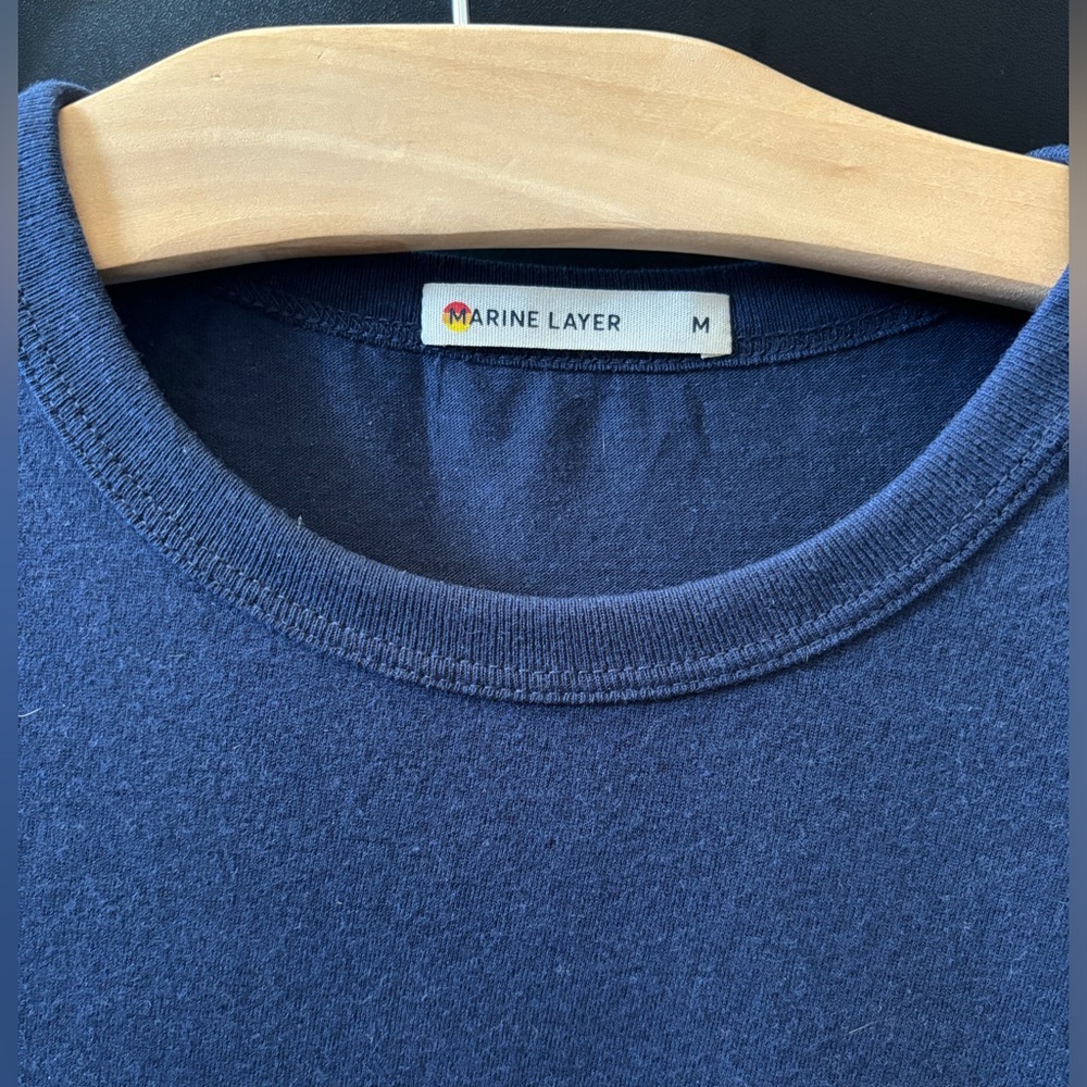 Marine Layer Short Sleeve Tee in Navy Blue - Picture 2 of 6